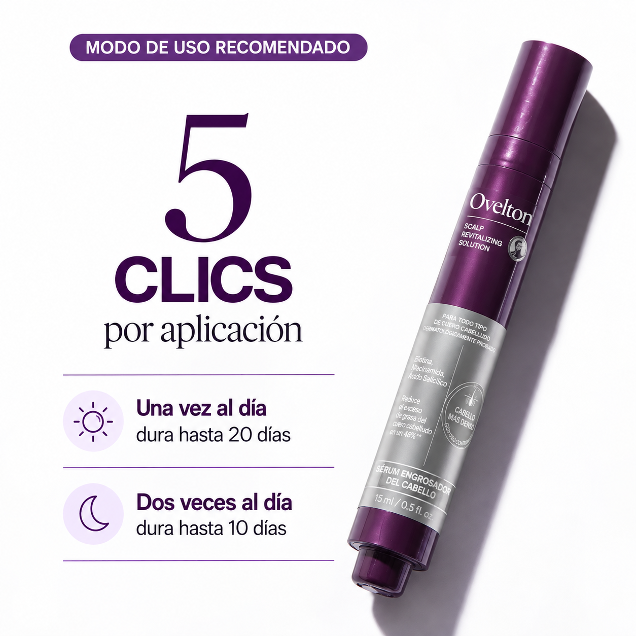 Ovelton Sérum Roll-On Engrosador de Cabello